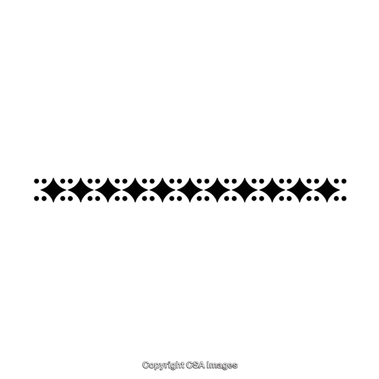 Black and White Geometric Border With Repeated Diamond and Dot Patterns
