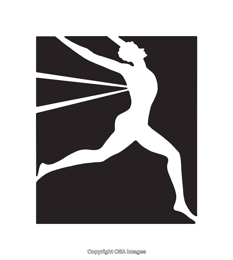 Silhouette of a Dynamic Figure in Motion with Radiating Lines