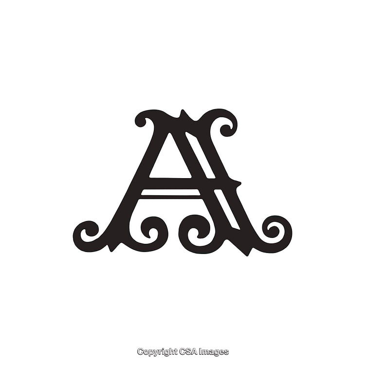 Ornate Letter A With Elegant Swirling Decorative Design