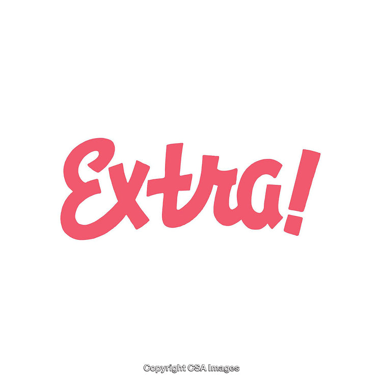 Bold Pink Typography on White Background Reading "Extra!"
