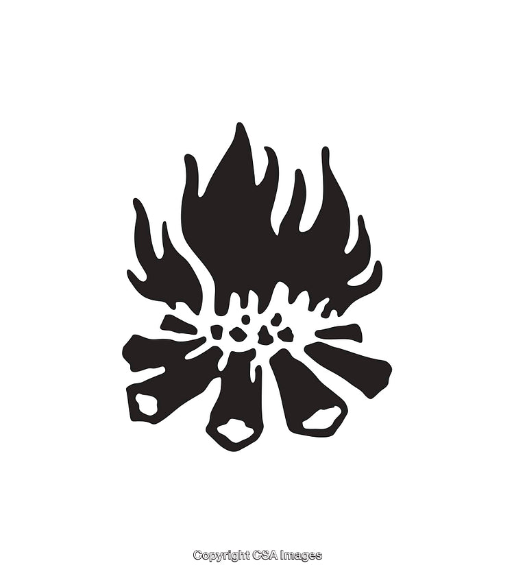 Black and White Campfire Icon in Minimalistic Style