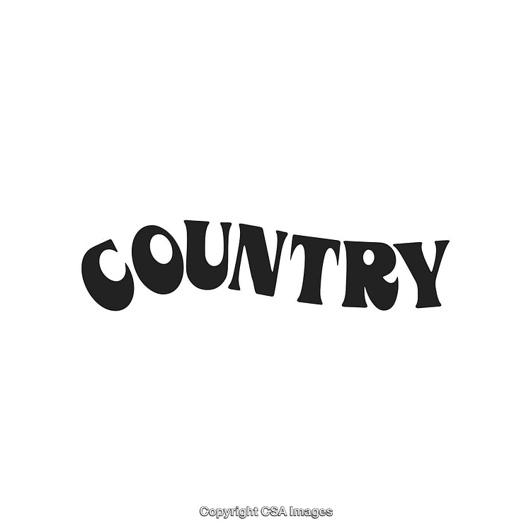 Vintage Style Text Featuring the Word Country in Curved Bold Font