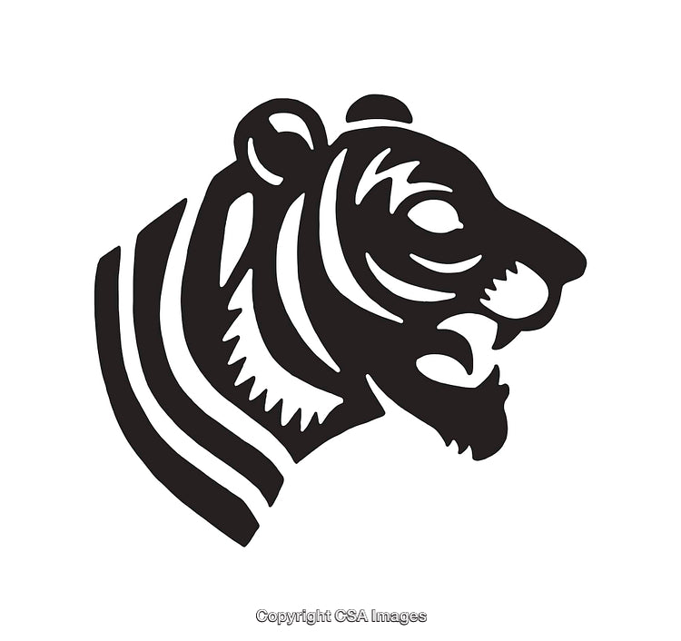 Black and White Minimalist Tiger Line Art Illustration
