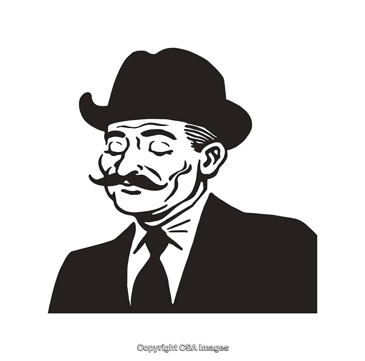 Illustration of Classic Gentleman with Mustache and Hat in Retro Style