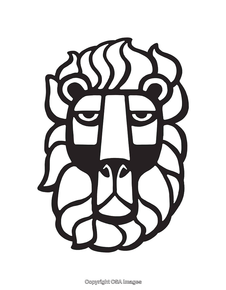 Stylized Black and White Abstract Lion Head Illustration Design