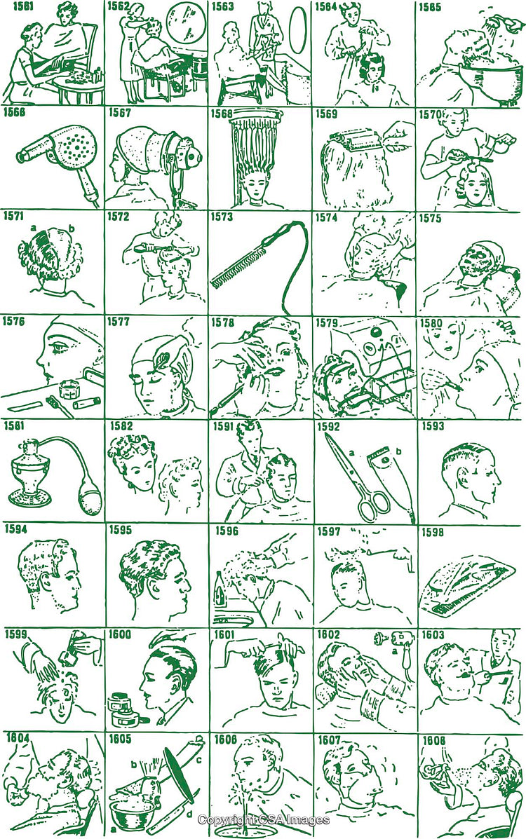 Illustrated Historical Hairdressing and Grooming Procedures Compilation
