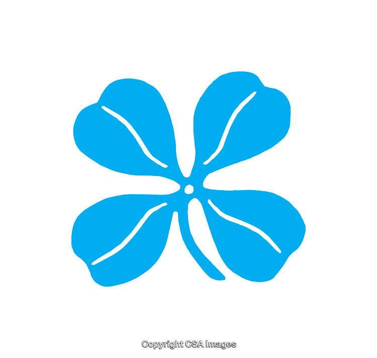 Blue Four-Leaf Clover Icon on a White Background
