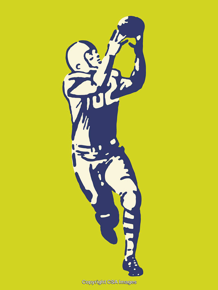 Colorful Line Art of Football Player Making a Catch