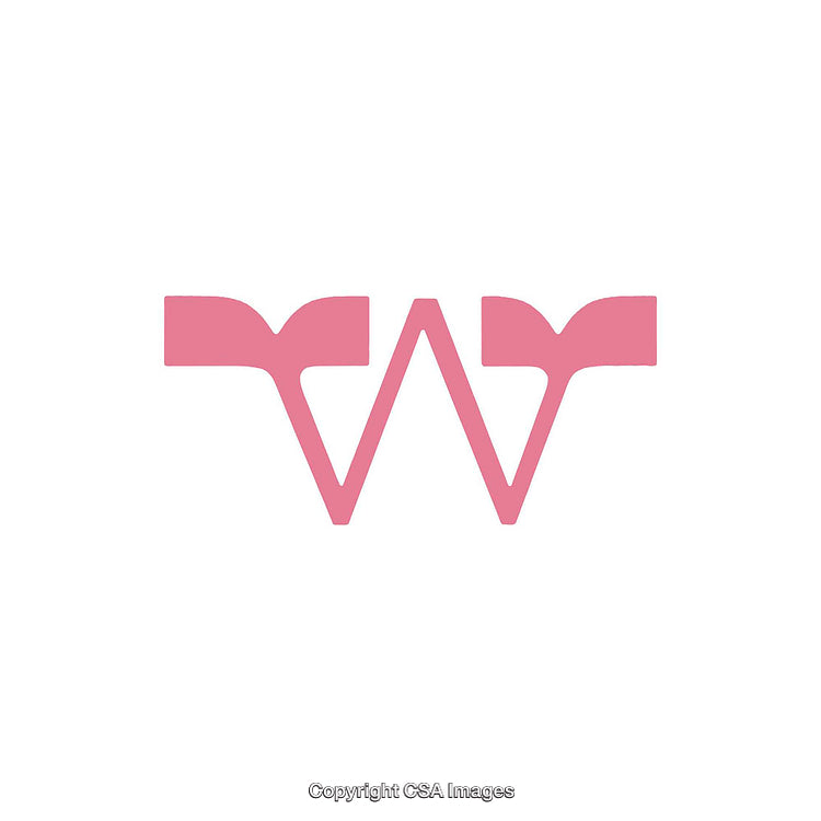 Pink Stylized Letter W Design on a White Background