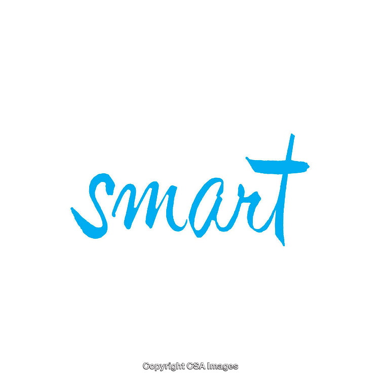 Blue Calligraphy Text Design Featuring the Word Smart on White Background
