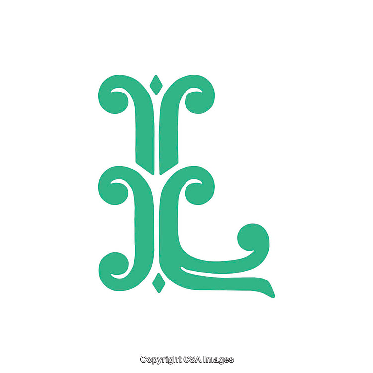 Elegant Ornamental Letter 'L' in Intricate Calligraphic Design