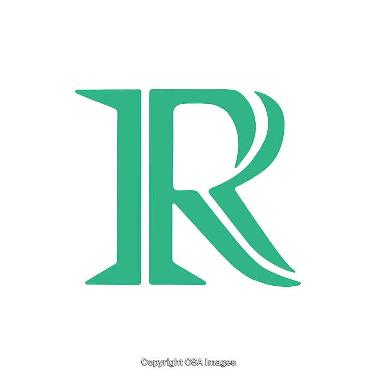Stylized Green Letter R Icon with Minimalist Design Elements