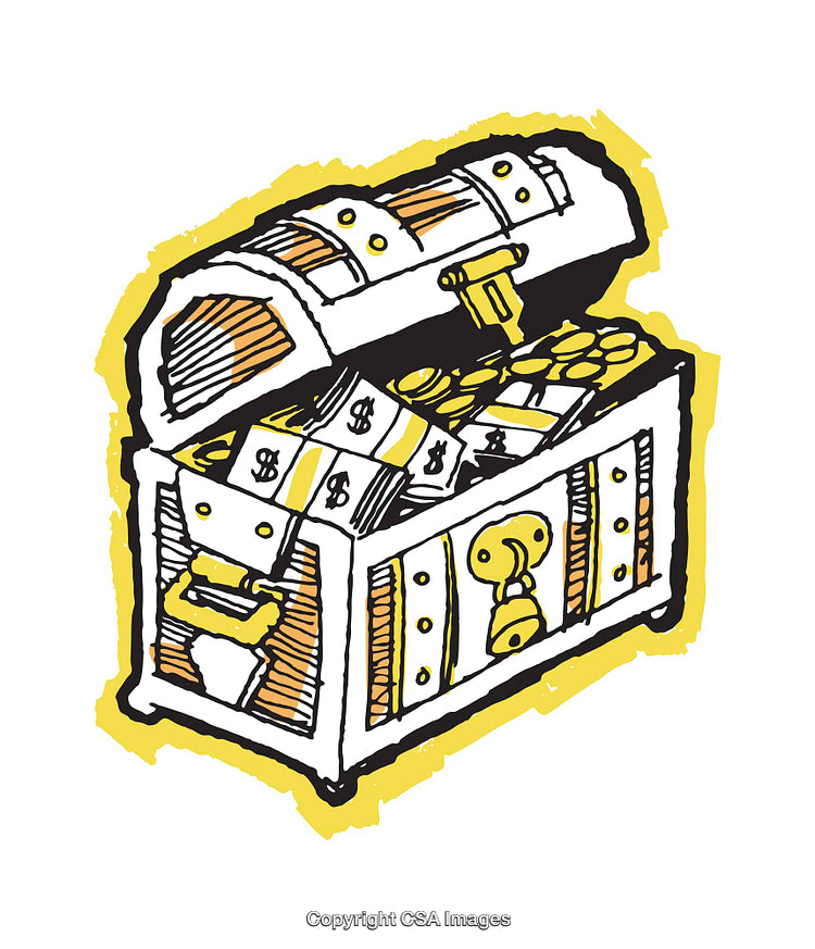 Open Treasure Chest Overflowing With Money And Gold Coins