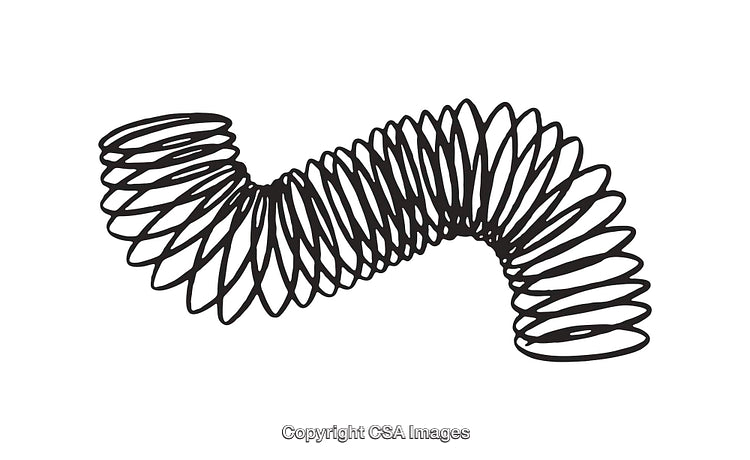 Black and White Line Art Illustration of a Coiled Spring Shape