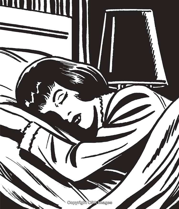Illustration of a Woman Sleeping Peacefully in Bed at Night