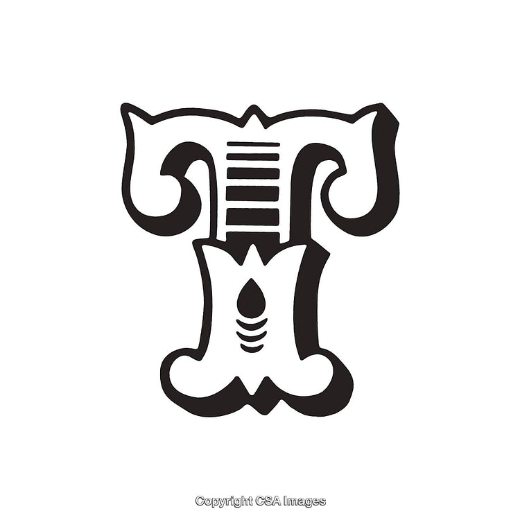 Intricate Monochrome Illustration Featuring the Decorative Letter T Design