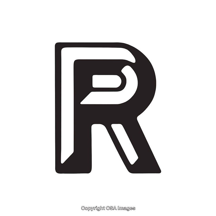 Bold Typography Design Featuring the Letter R in Sharp Black Style