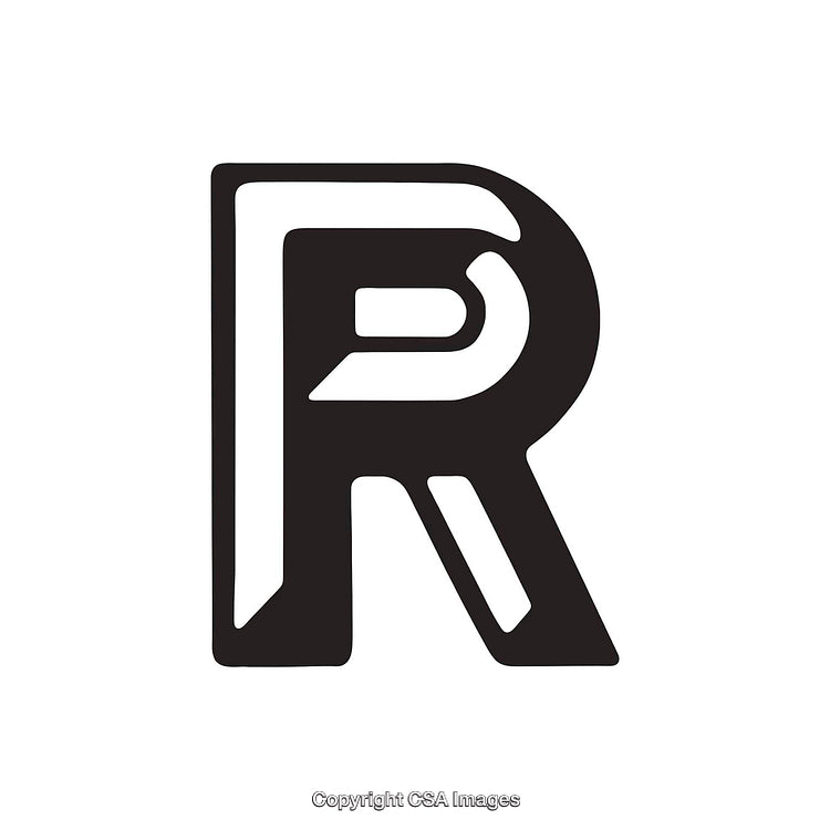 Bold Typography Design Featuring the Letter R in Sharp Black Style
