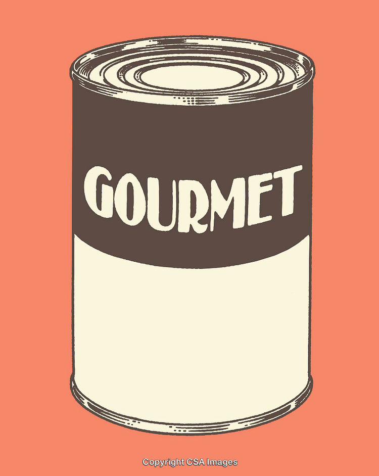 Retro Line Art Illustration of a Gourmet Canned Food