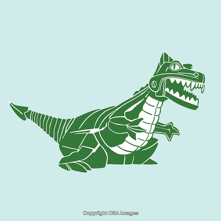 Green Abstract Crocodile Illustration With Playful Design in Line Art Style