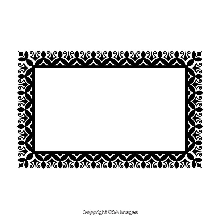 Black and White Ornamental Border Featuring Elegant Floral Patterns