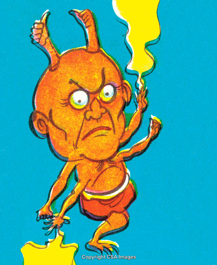 Cartoon Devil Illustration with Bright Colors and Expressive Features