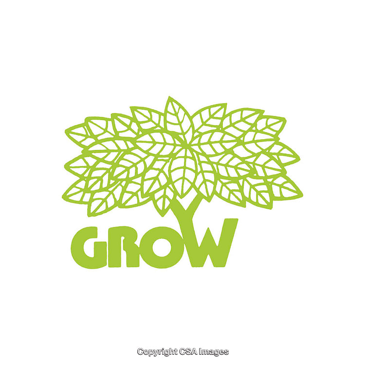 Green Tree Illustration with GROW Text in Natural Design