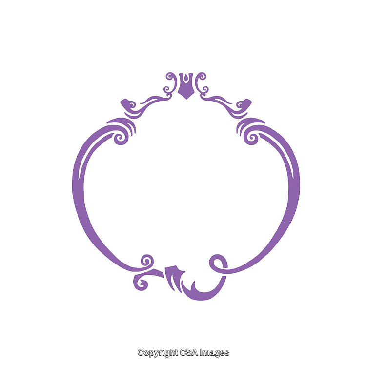 Elegant Purple Floral Frame with Ornamental Swirls and Victorian Design