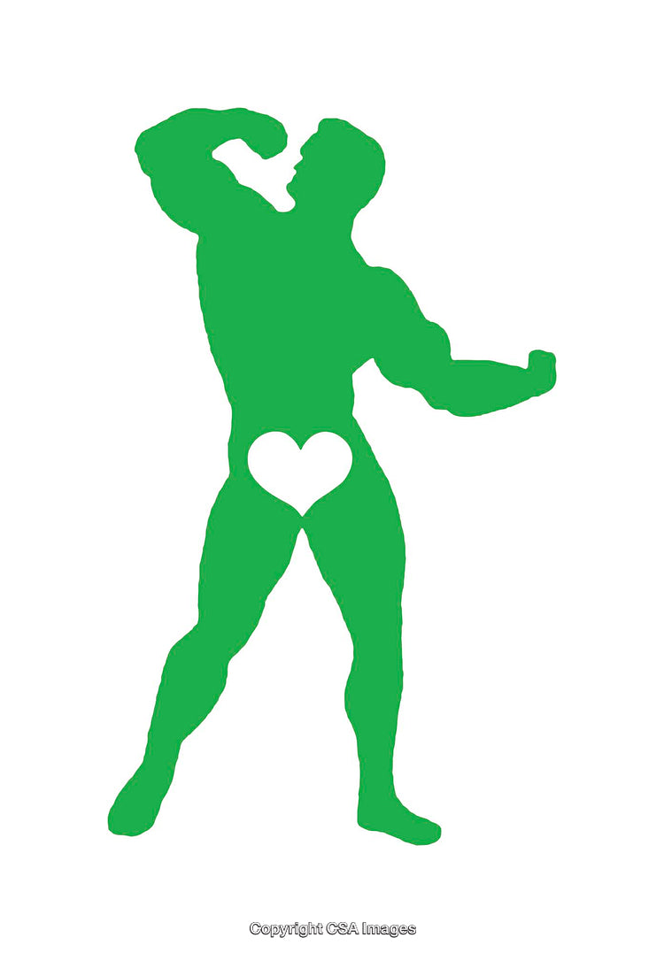 Silhouette of Flexing Bodybuilder with Heart Shape Design in Green