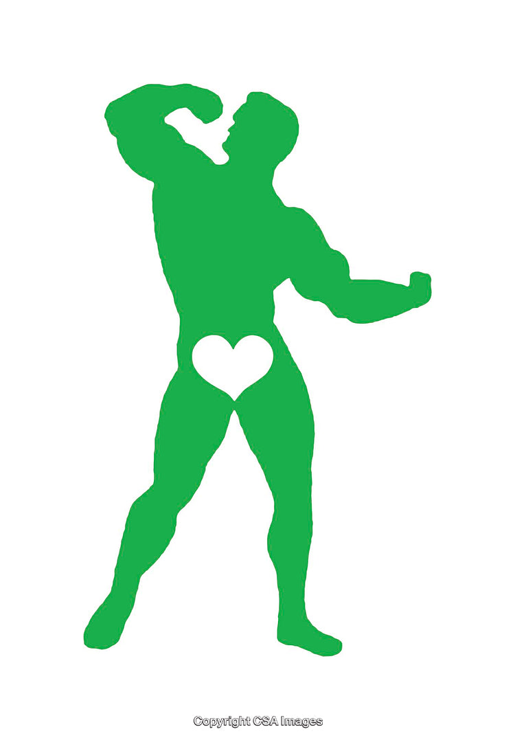 Silhouette of Flexing Bodybuilder with Heart Shape Design in Green