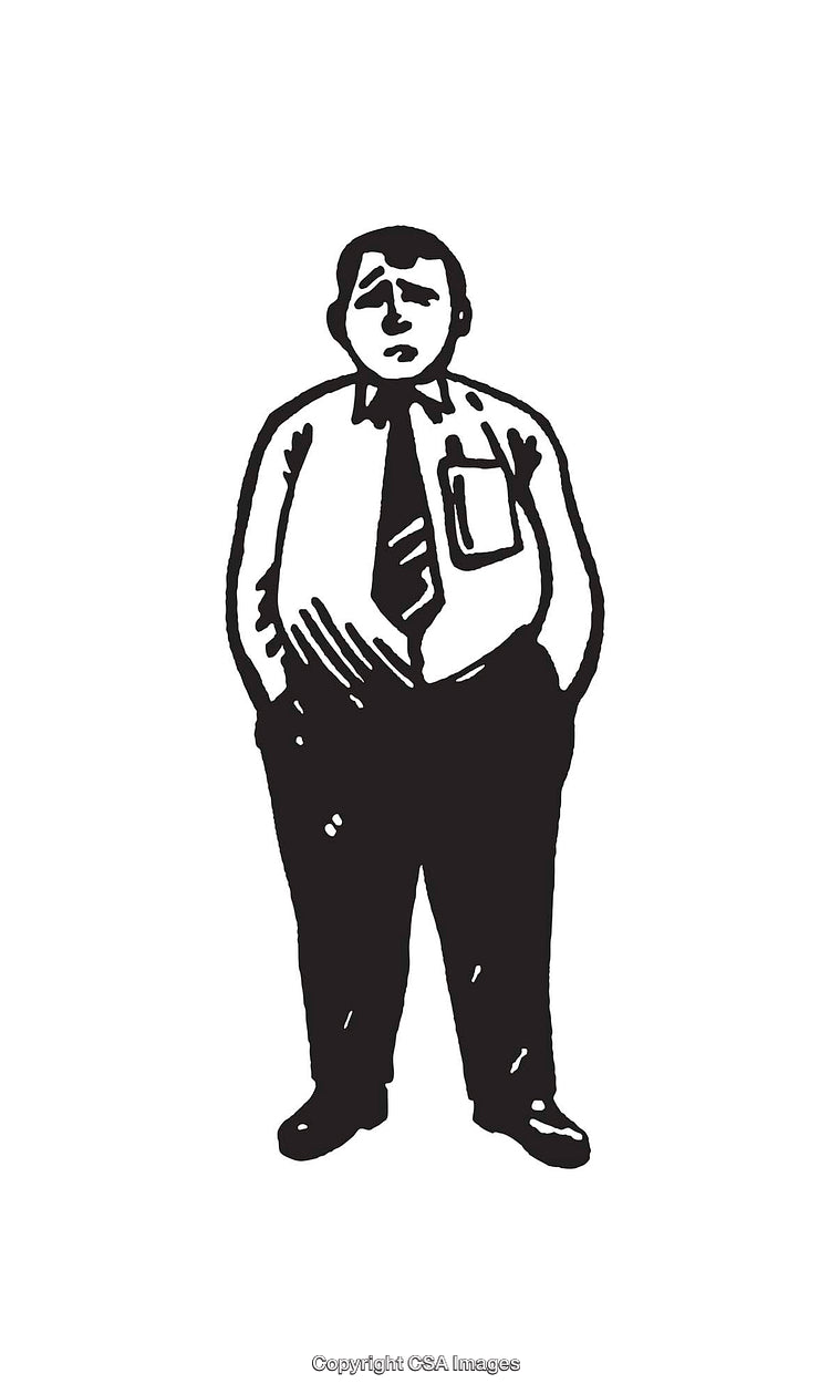 Black And White Illustration of a Man in Formal Business Attire