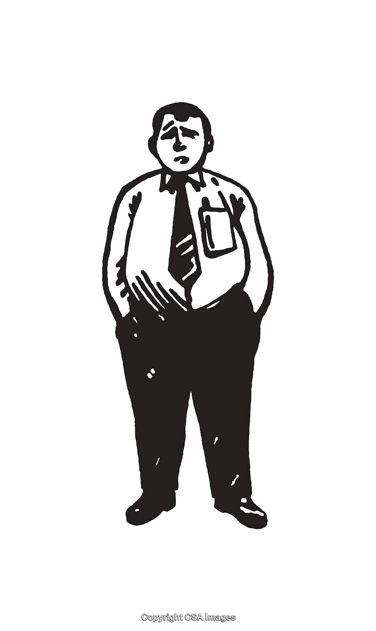 Black And White Illustration of a Man in Formal Business Attire