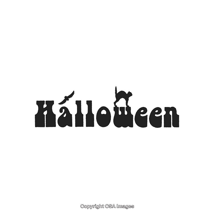 Stylized Halloween Word Art with Decorative Gothic and Spooky Elements
