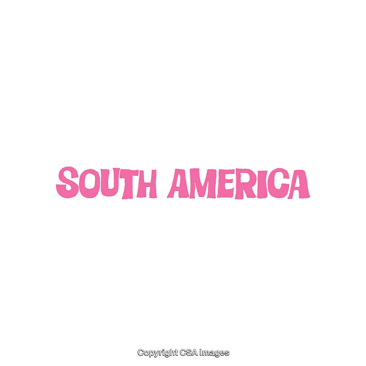 Stylized Pink Text Displaying South America on White Background