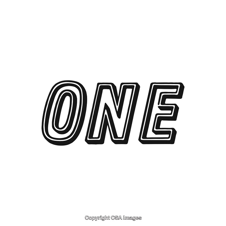 Bold Typography Illustration of the Word ONE in a Black and White Style
