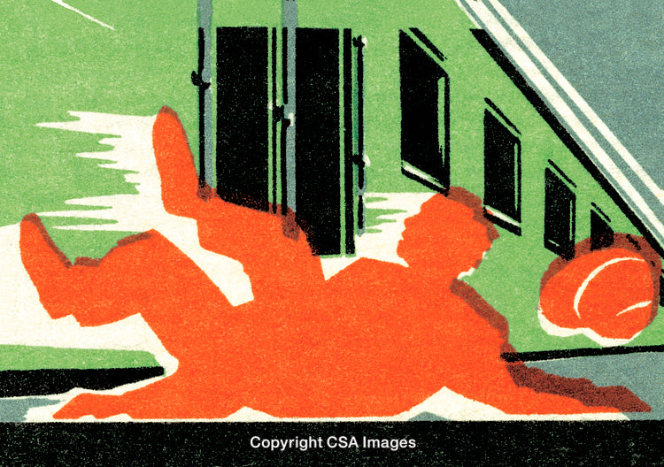 Abstract Art Depicting a Vibrant Red Figure With Geometric Train Elements