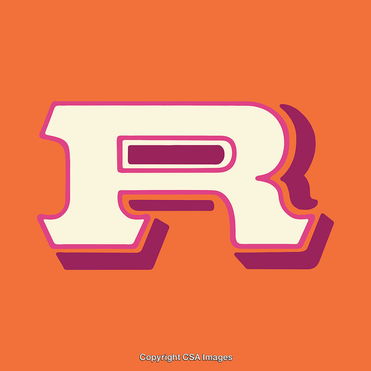 Vintage-Inspired Bold Letter R Design on Vibrant Orange Background