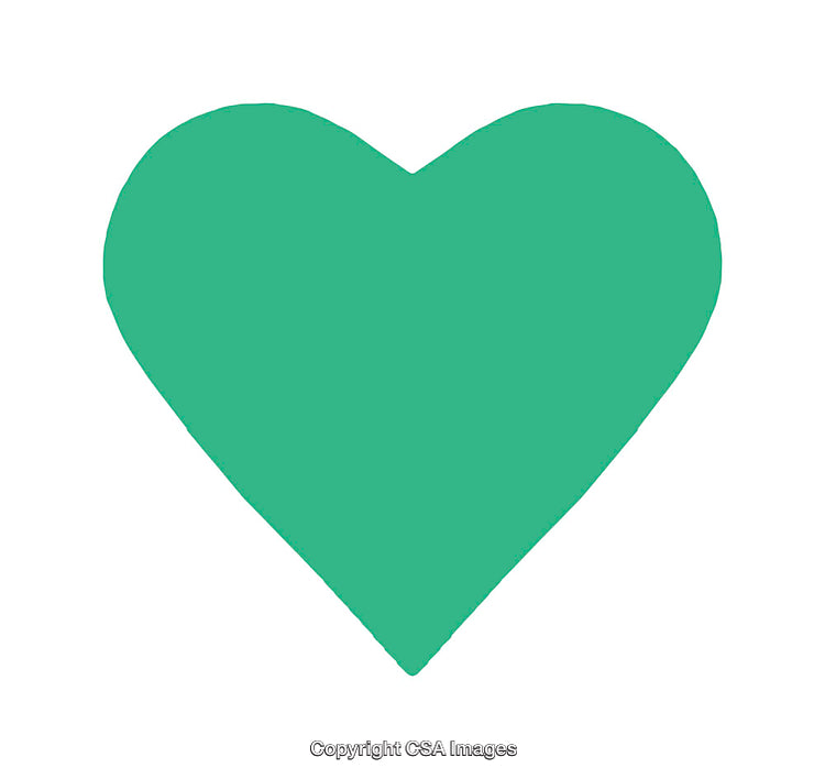 Simple Green Heart Icon on a White Background