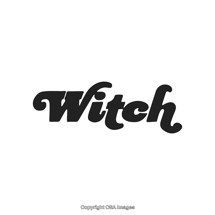 Stylish Witch Typography Logo in Bold Black Font on White Background