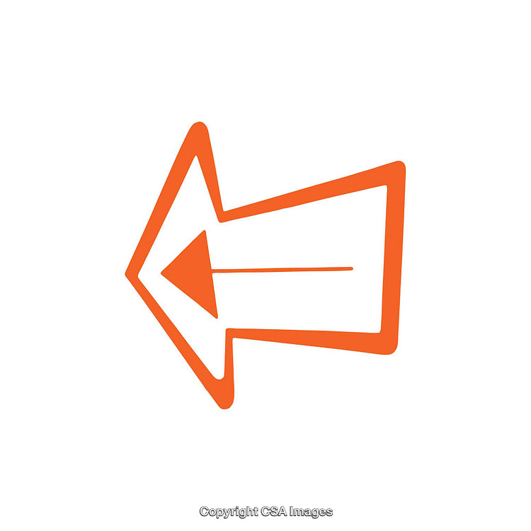 Bold Orange Arrow Symbol With Geometric Design on White Background
