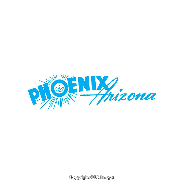 Blue Phoenix Arizona Logo with Sunburst Design on White Background