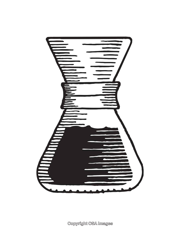 Stylish Black and White Illustration of a Coffee Brewing Decanter