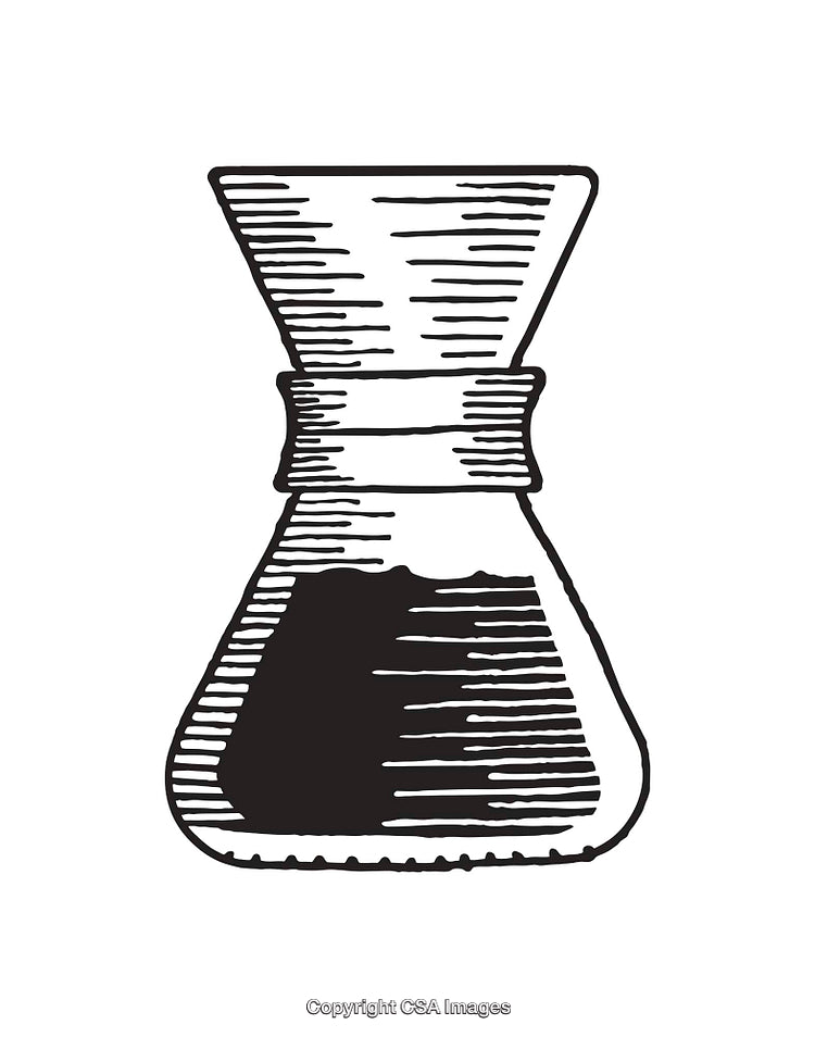 Stylish Black and White Illustration of a Coffee Brewing Decanter