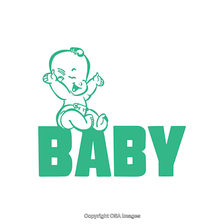 Green Illustrated Baby Logo Featuring a Smiling Infant