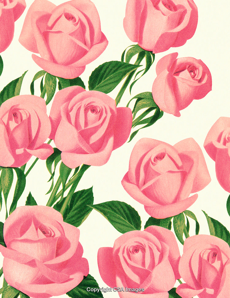 Seamless Pattern of Beautiful Pink Roses with Vibrant Green Leaves