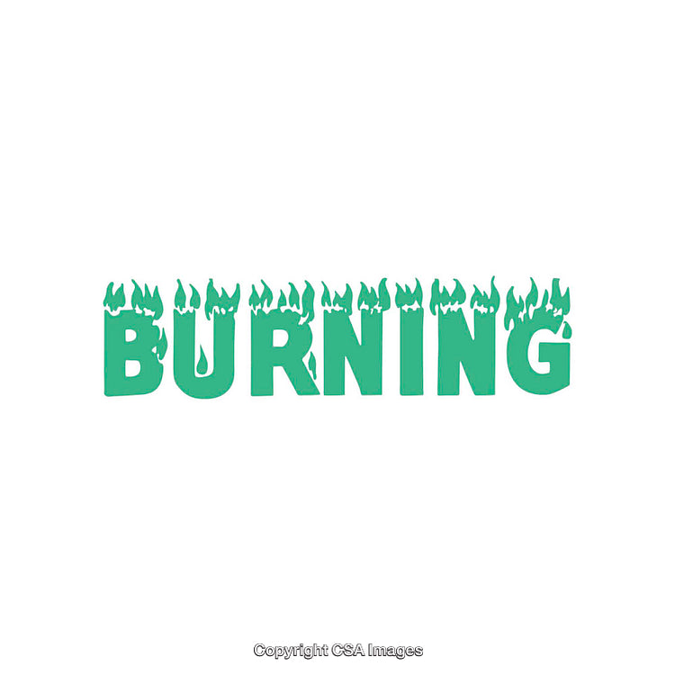 Green Burning Typography With Flame Decoration on White Background