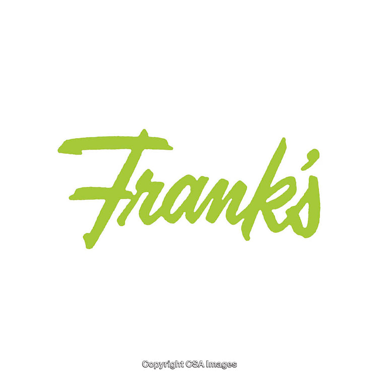 Handwritten Green Script Text 'Frank's' on White Background