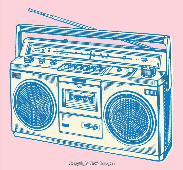Blue Retro Stereo Illustration on a Pink Background