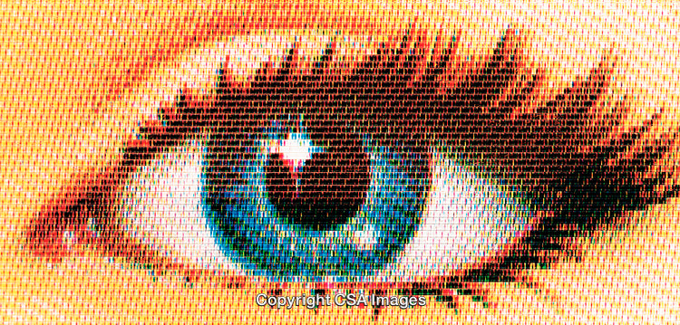 Abstract Pop Art Style Illustration of a Vibrant Blue Eye Close-Up