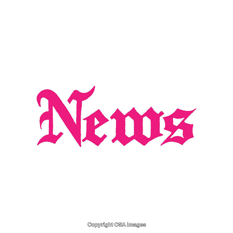Pink Gothic Style Font Spelling 'News' on a White Background